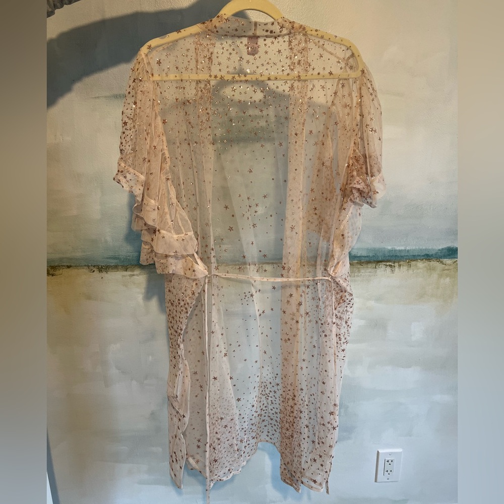 Victoria's Secret Sheer Star-Patterned Robe - Cream